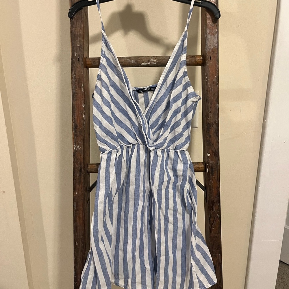SHEIN Blue and White Striped Top